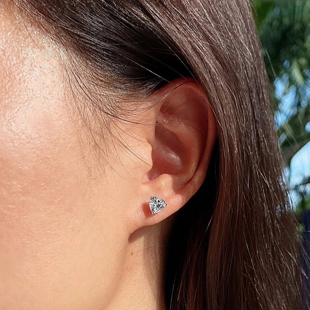 Heart Cut Zircon Stone Earrings - ARTSY SILVER