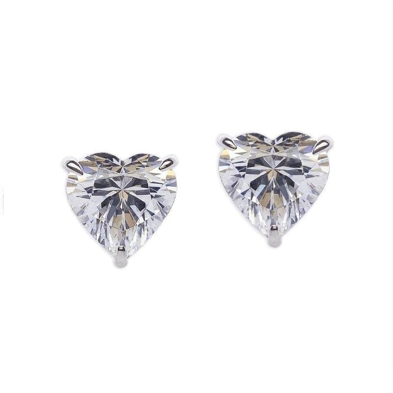 Heart Cut Zircon Stone Earrings - ARTSY SILVER