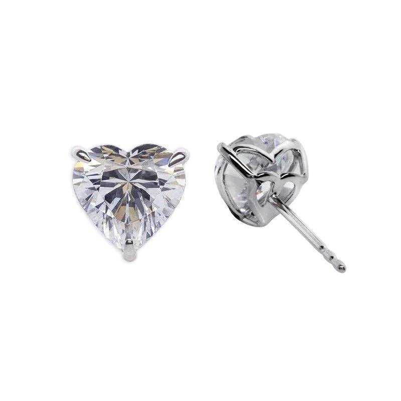 Heart Cut Zircon Stone Earrings - ARTSY SILVER