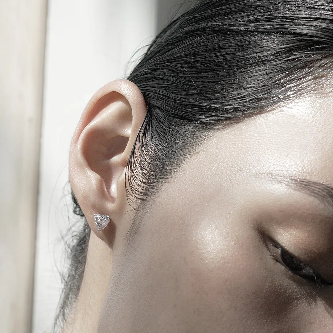 Heart Cut Zircon Stone Earrings - ARTSY SILVER