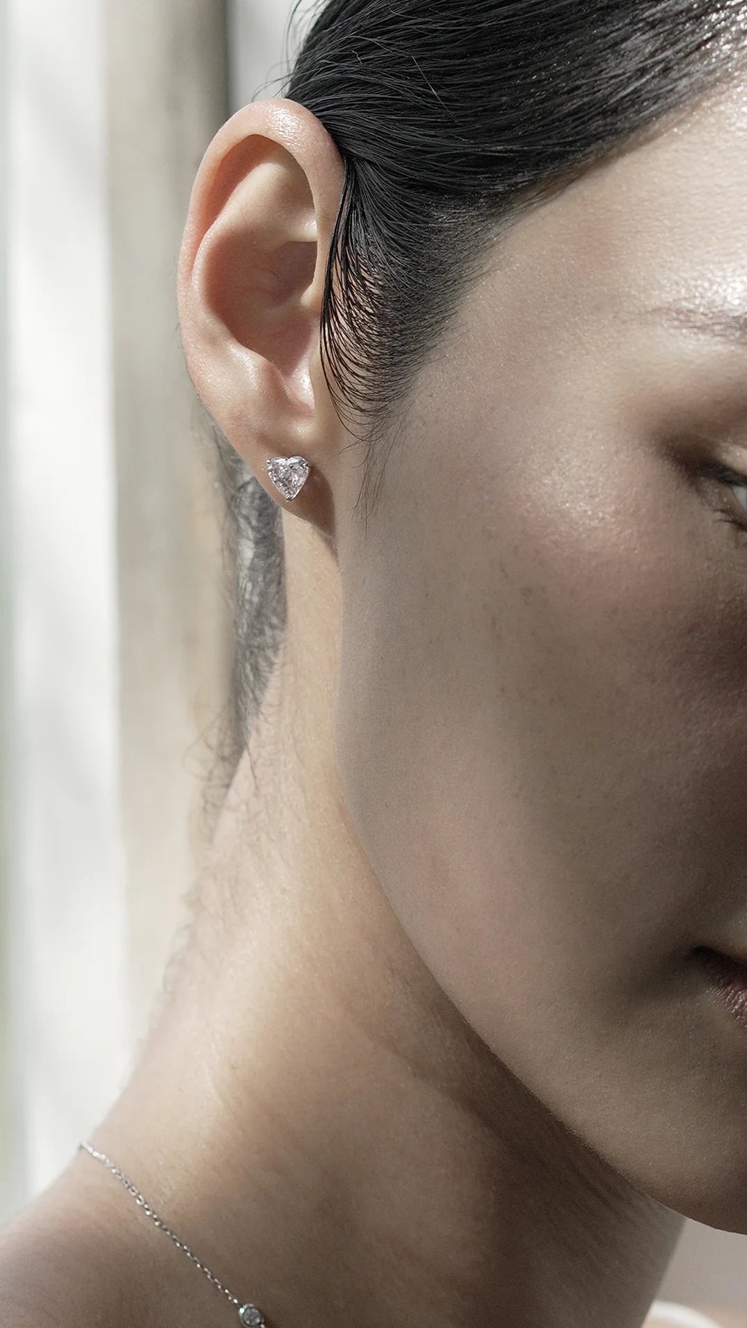 Heart Cut Zircon Stone Earrings - ARTSY SILVER