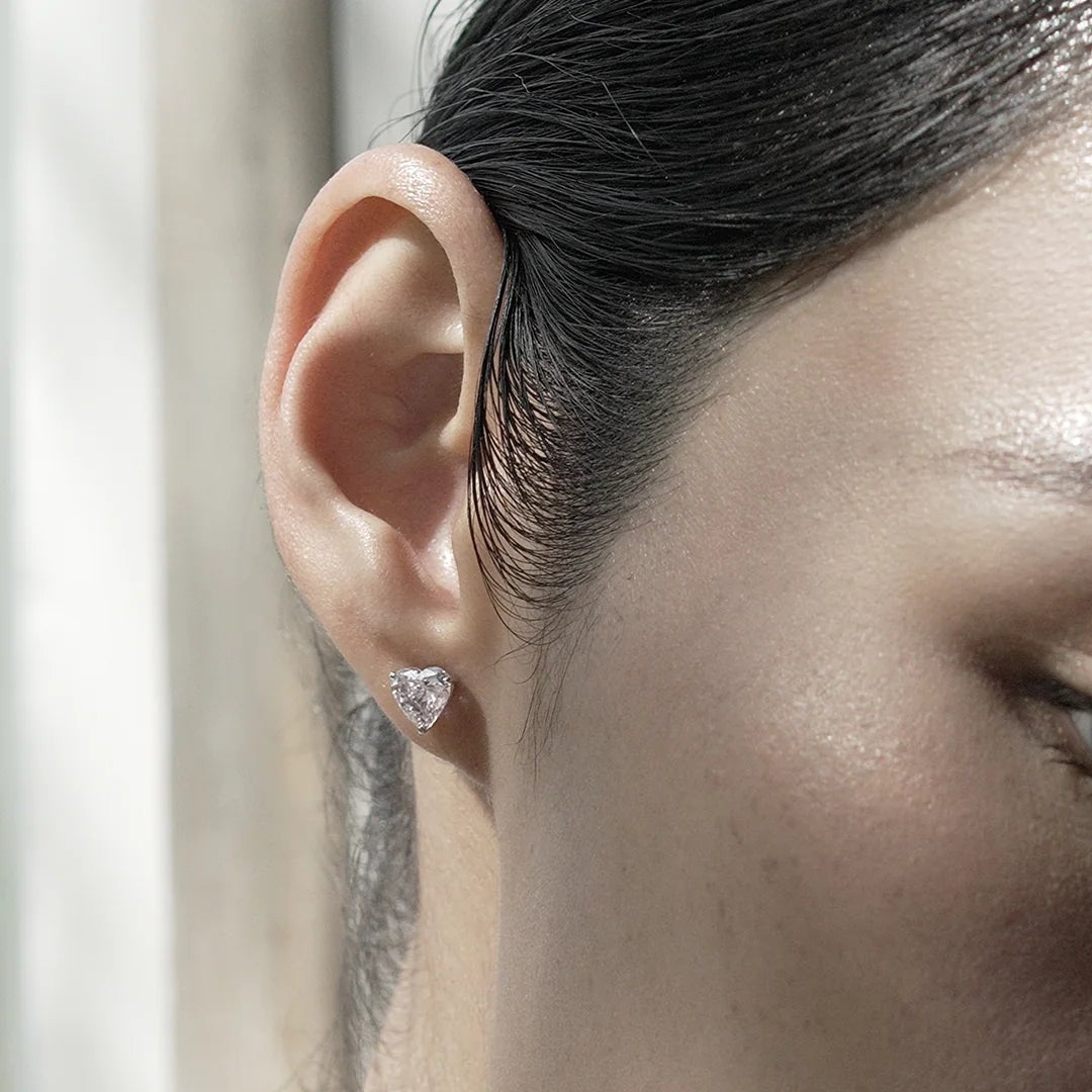 Heart Cut Zircon Stone Earrings - ARTSY SILVER