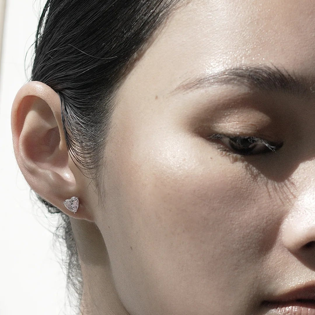 Heart Cut Zircon Stone Earrings - ARTSY SILVER