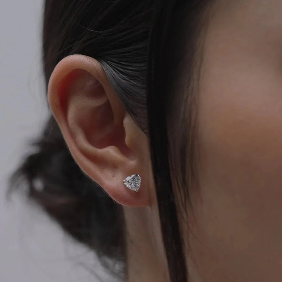 Heart Cut Zircon Stone Earrings - ARTSY SILVER