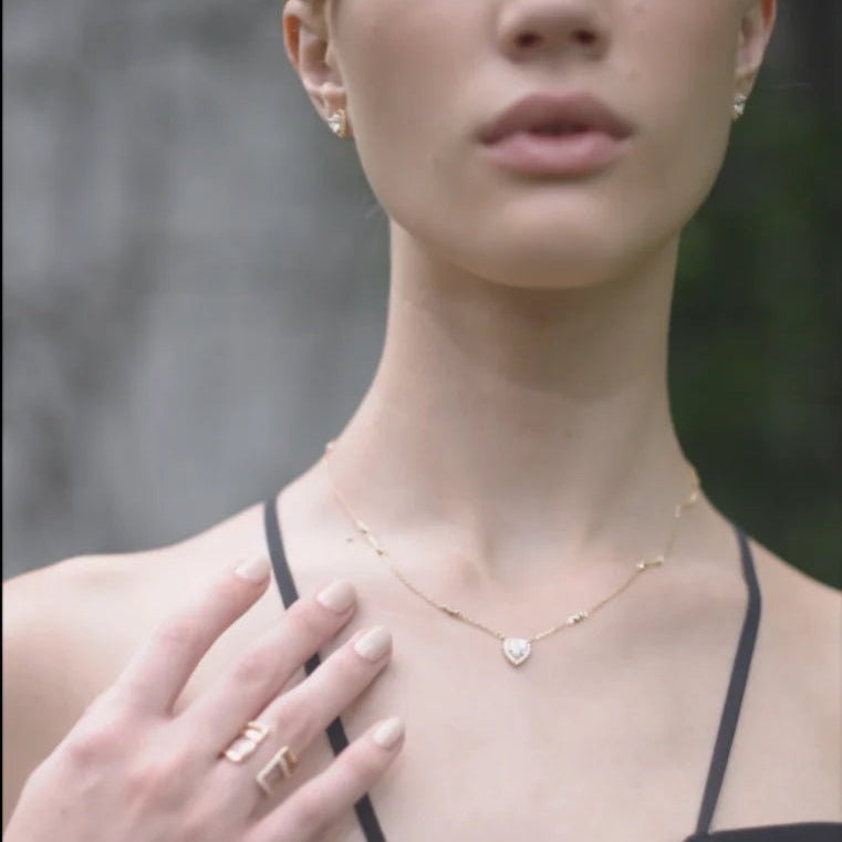 Sweetheart zircon Gold Plating Necklace - ARTSY SILVER