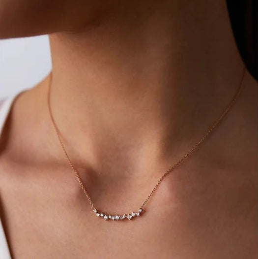 Horizontal Zircon Stones Bar Necklace - ARTSY SILVER