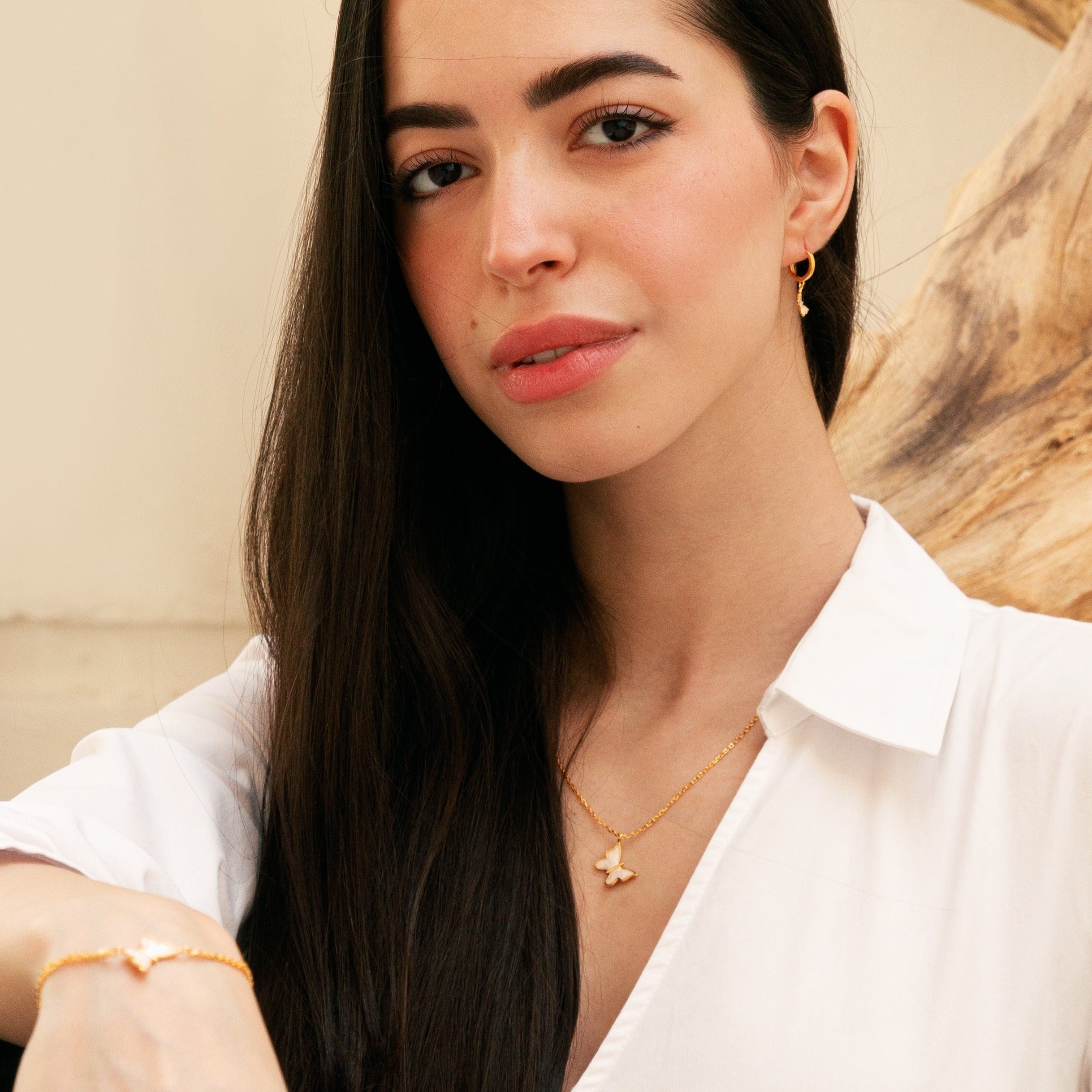 White Enamel Butterfly Full Set - ARTSY SILVER