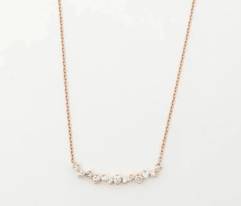 Horizontal Zircon Stones Bar Necklace - ARTSY SILVER