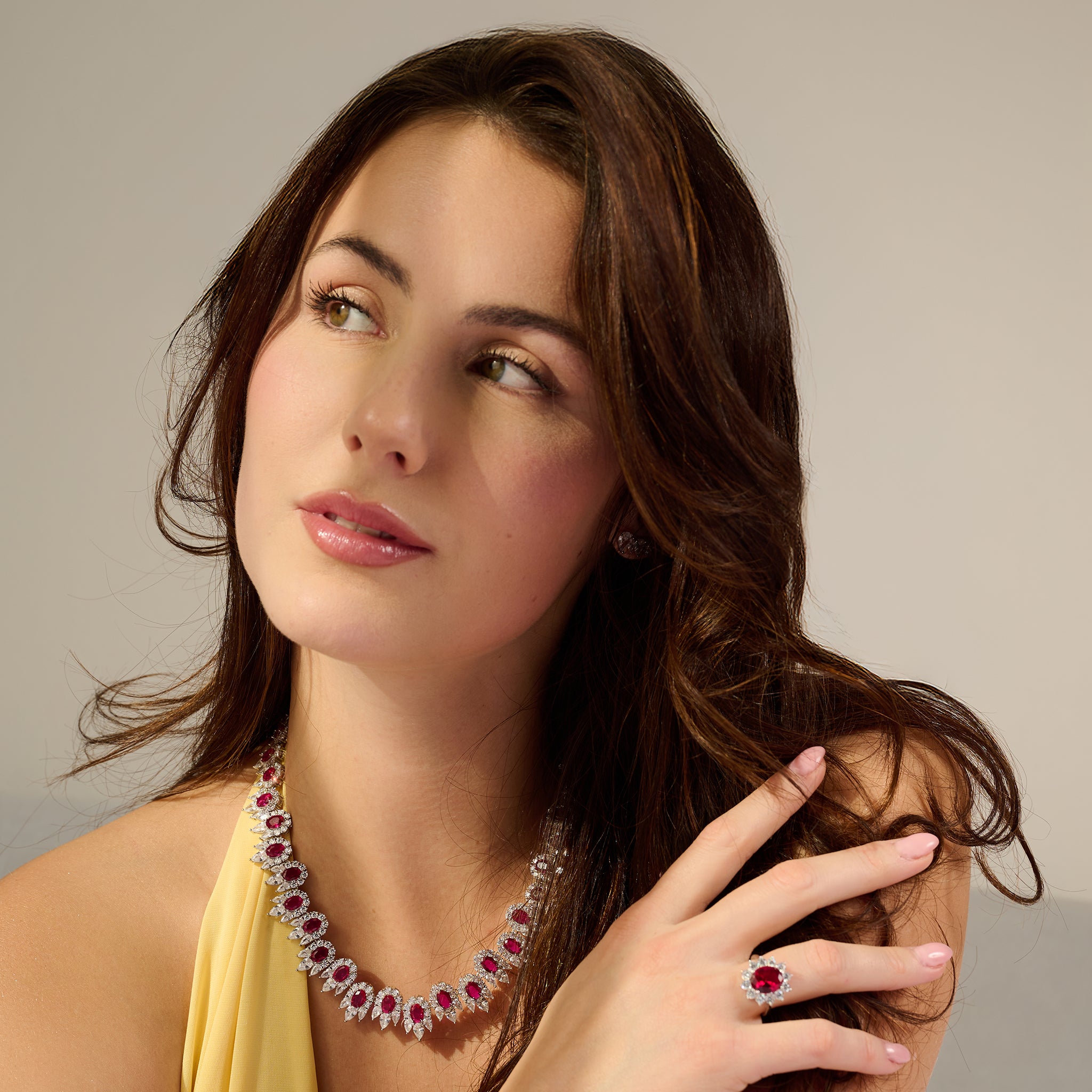 Ivoria Ruby Necklace - ARTSY SILVER