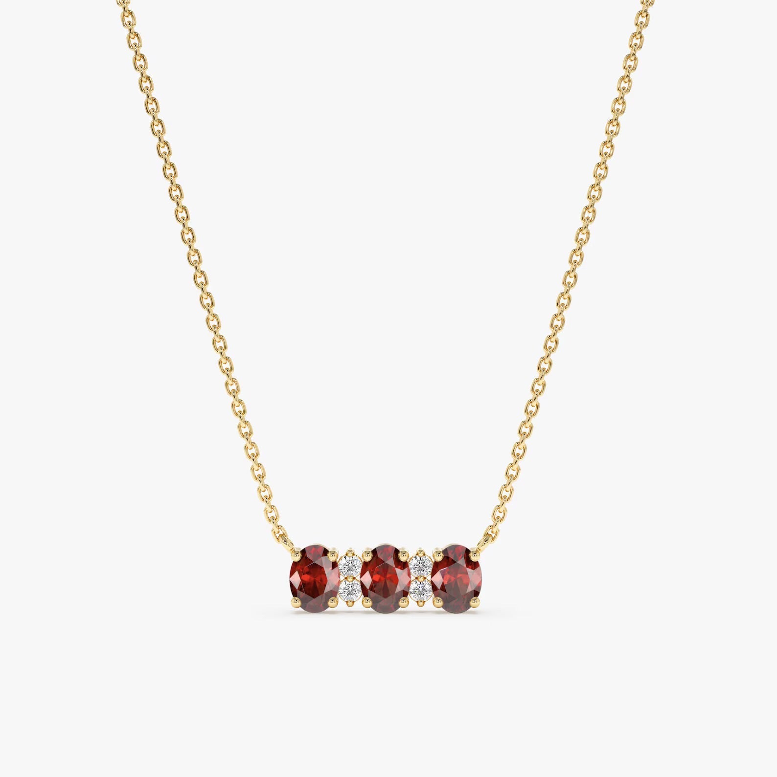 Judith Red Garnet Necklace - ARTSY SILVER