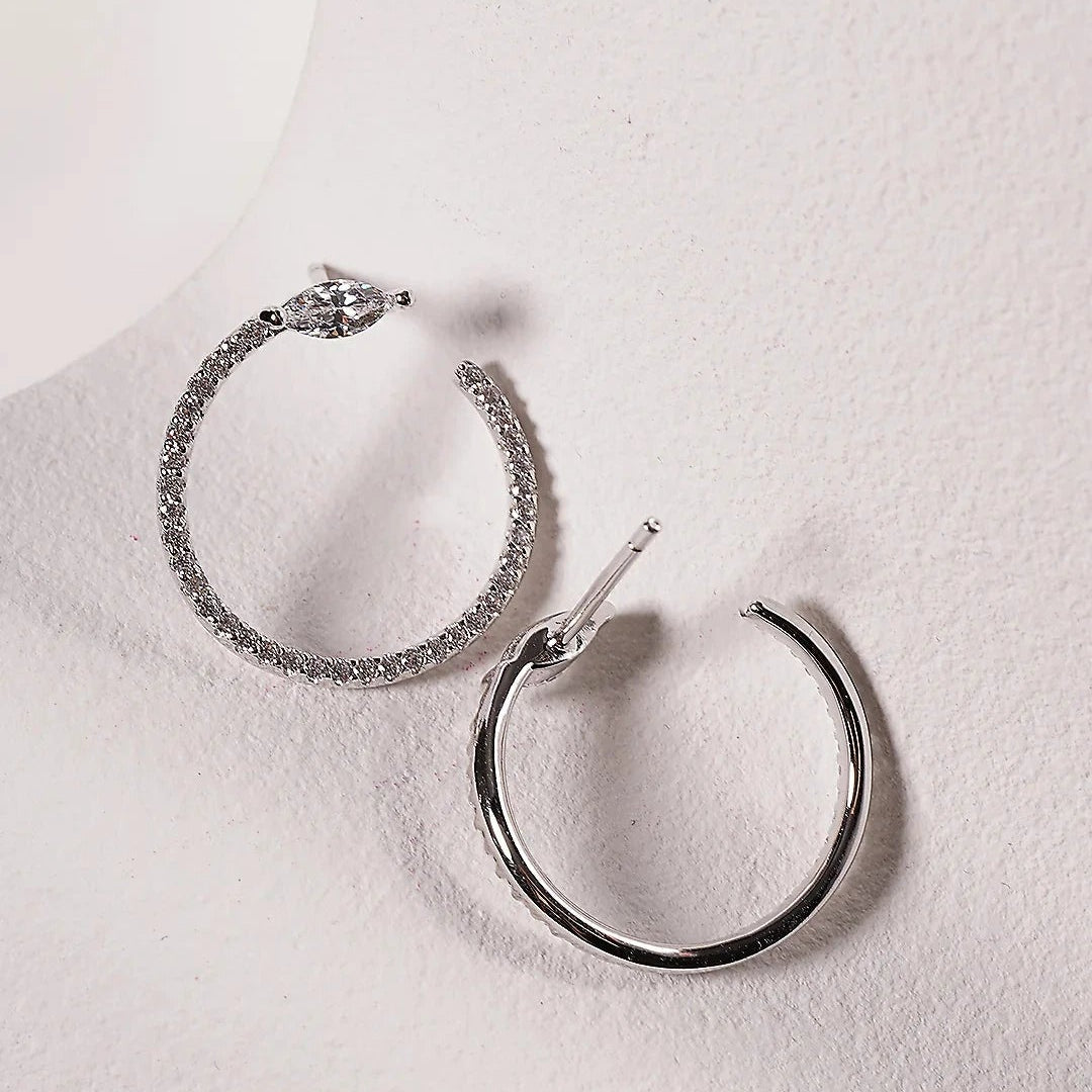 Juliette Marquise Silver Hoops - ARTSY SILVER
