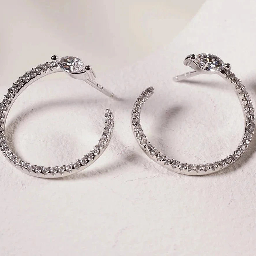 Juliette Marquise Silver Hoops - ARTSY SILVER