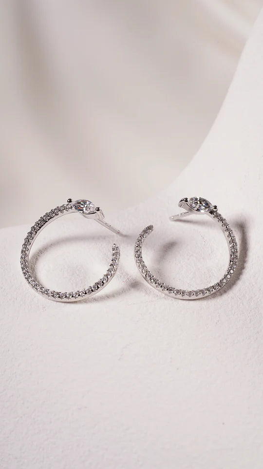 Juliette Marquise Silver Hoops