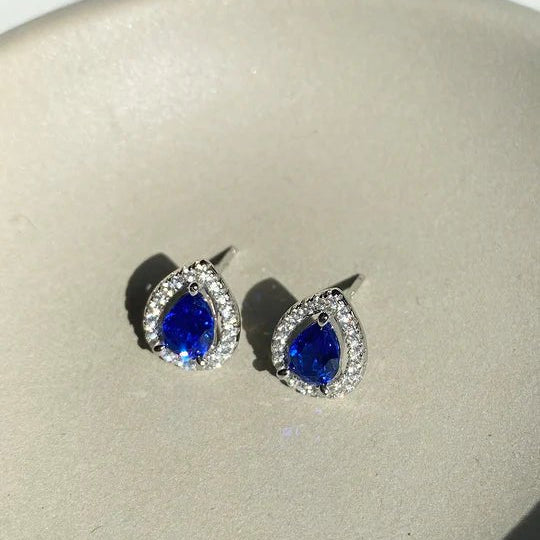 Lady Diana Blue Sapphire Earrings - ARTSY SILVER