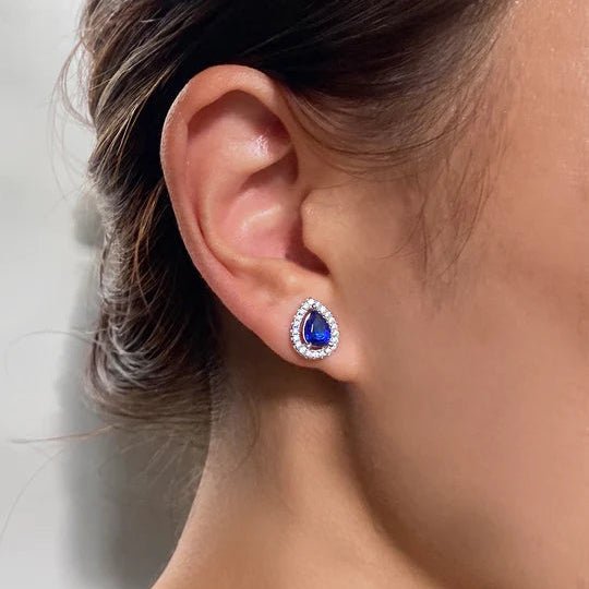 Lady Diana Blue Sapphire Earrings - ARTSY SILVER