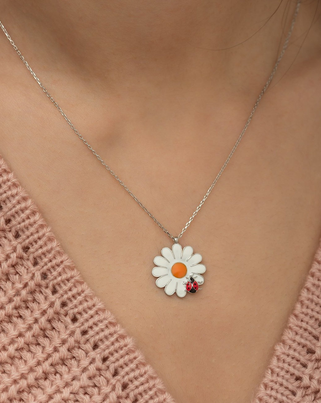 Ladybug Daisy Necklace