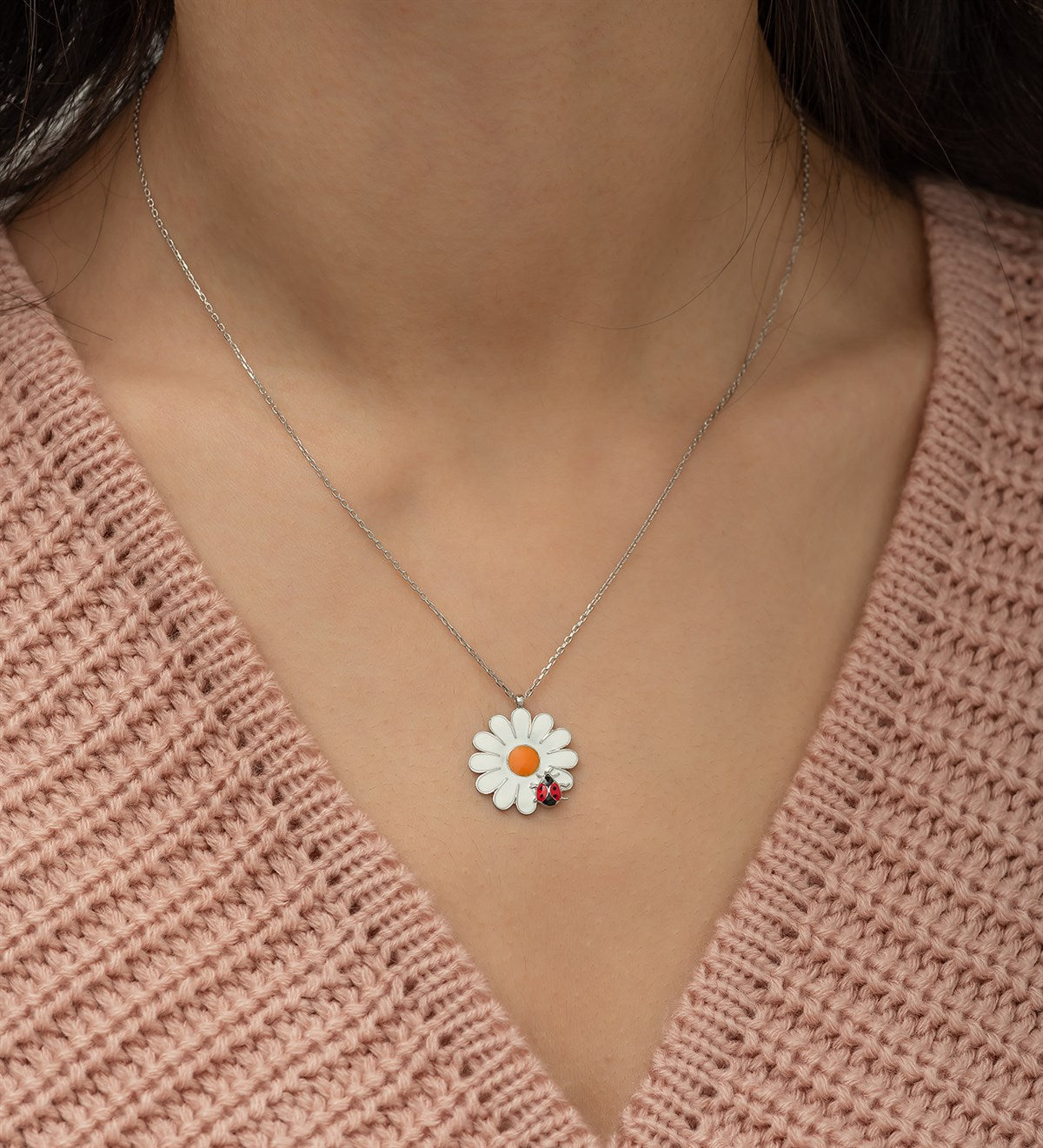 Ladybug Daisy Necklace