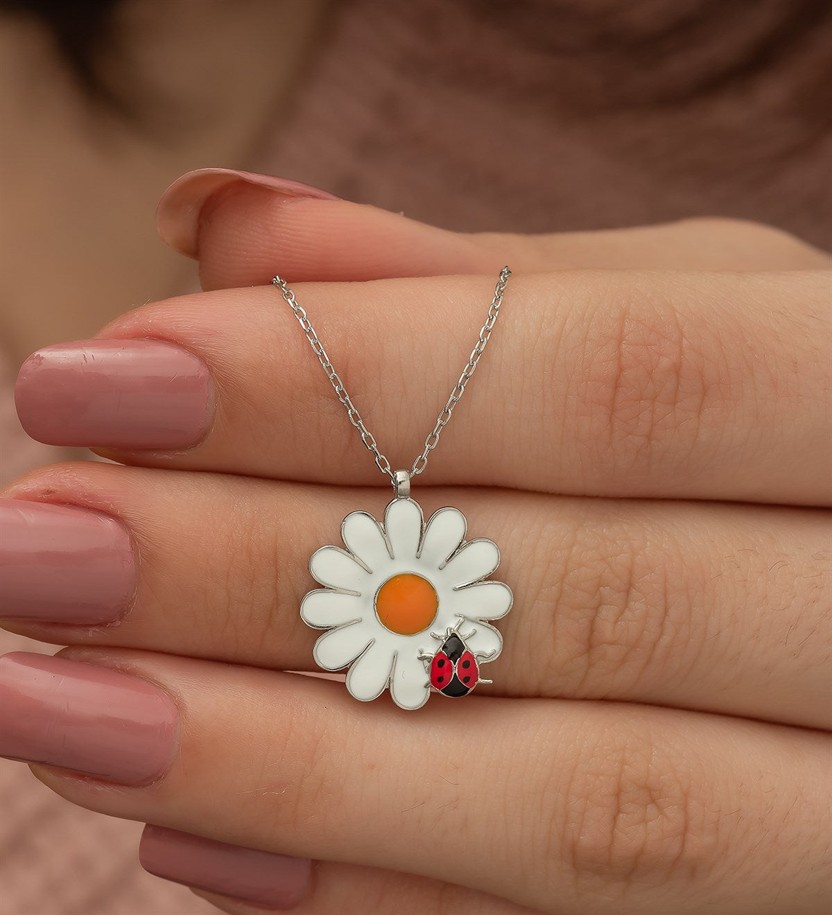 Ladybug Daisy Necklace