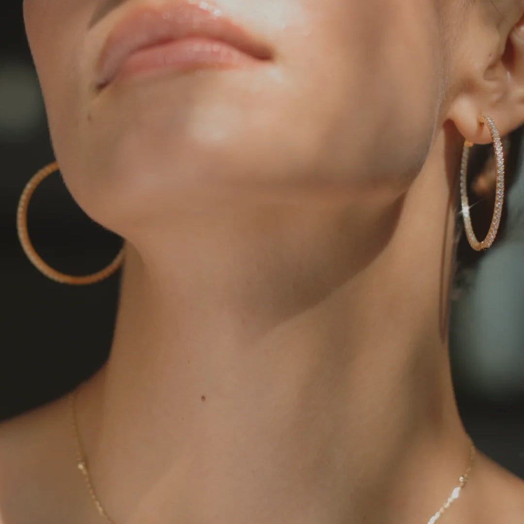 Glow Up Gold Plating Hoops Large Size - ARTSY SILVER