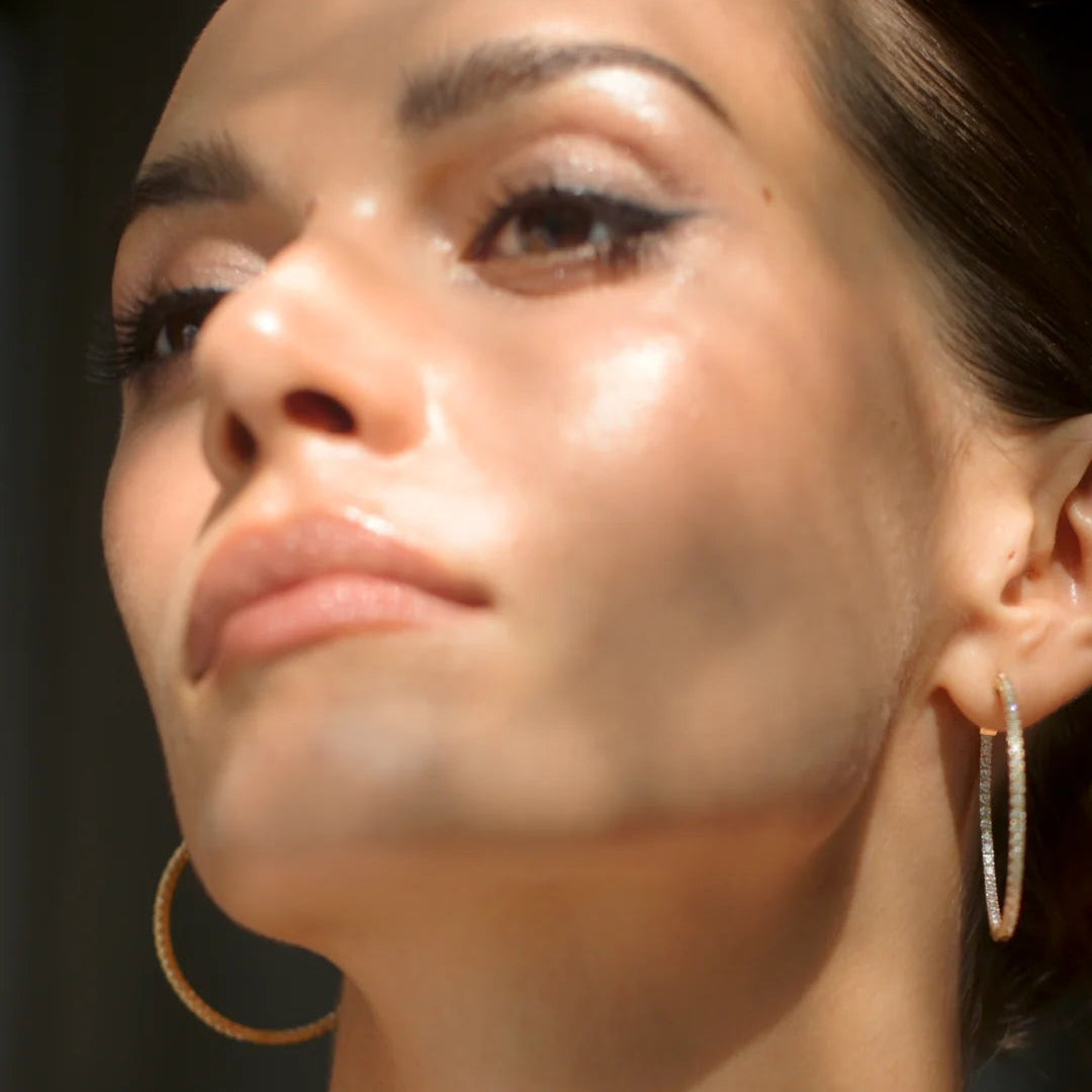 Glow Up Gold Plating Hoops Large Size - ARTSY SILVER