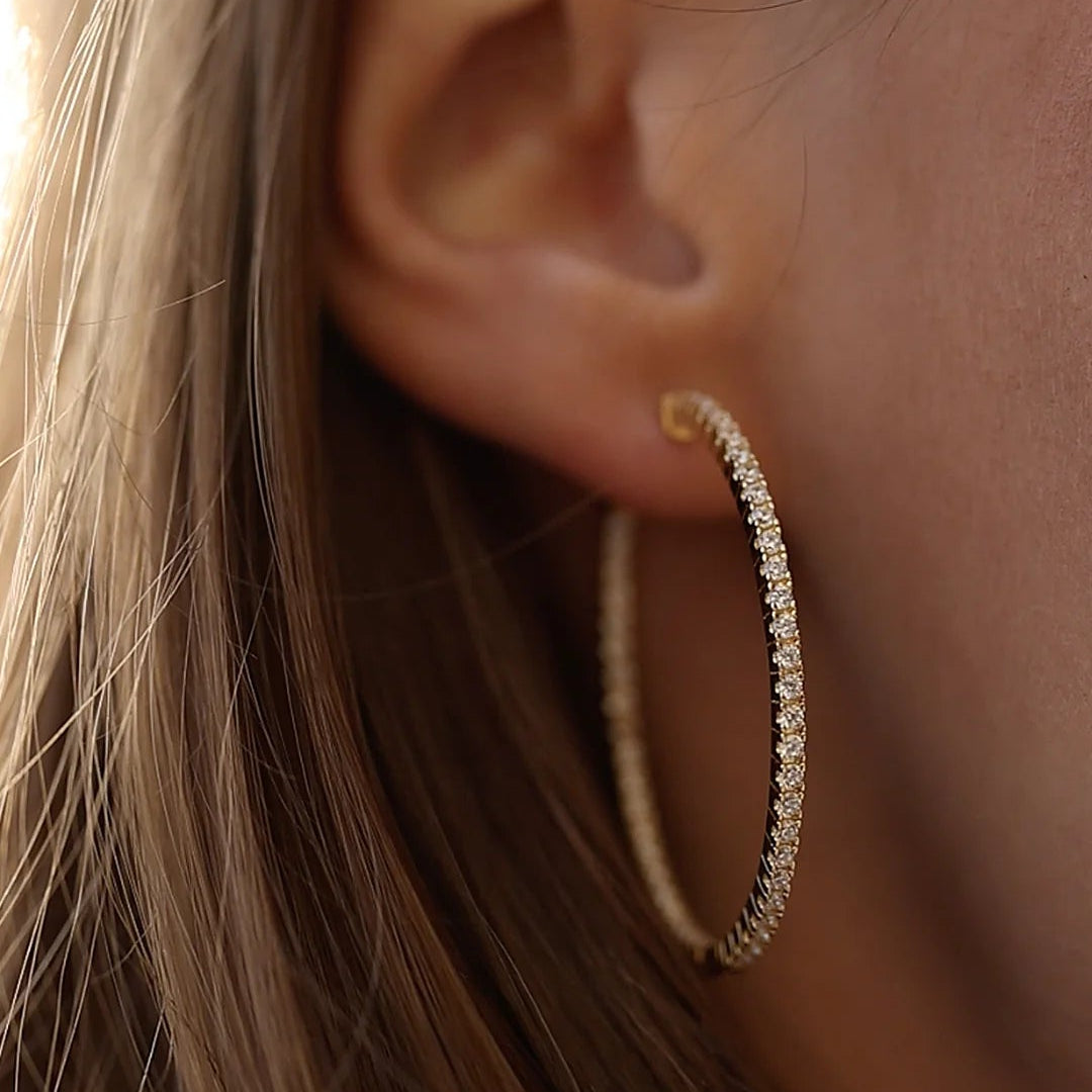 Glow Up Gold Plating Hoops Large Size - ARTSY SILVER