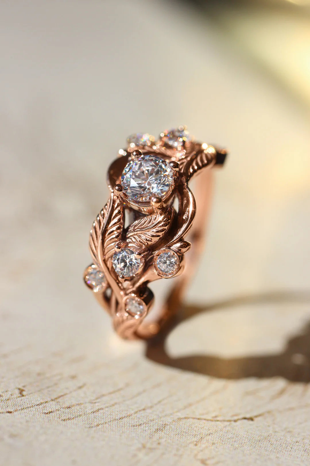 Leaf White Zircon Ring