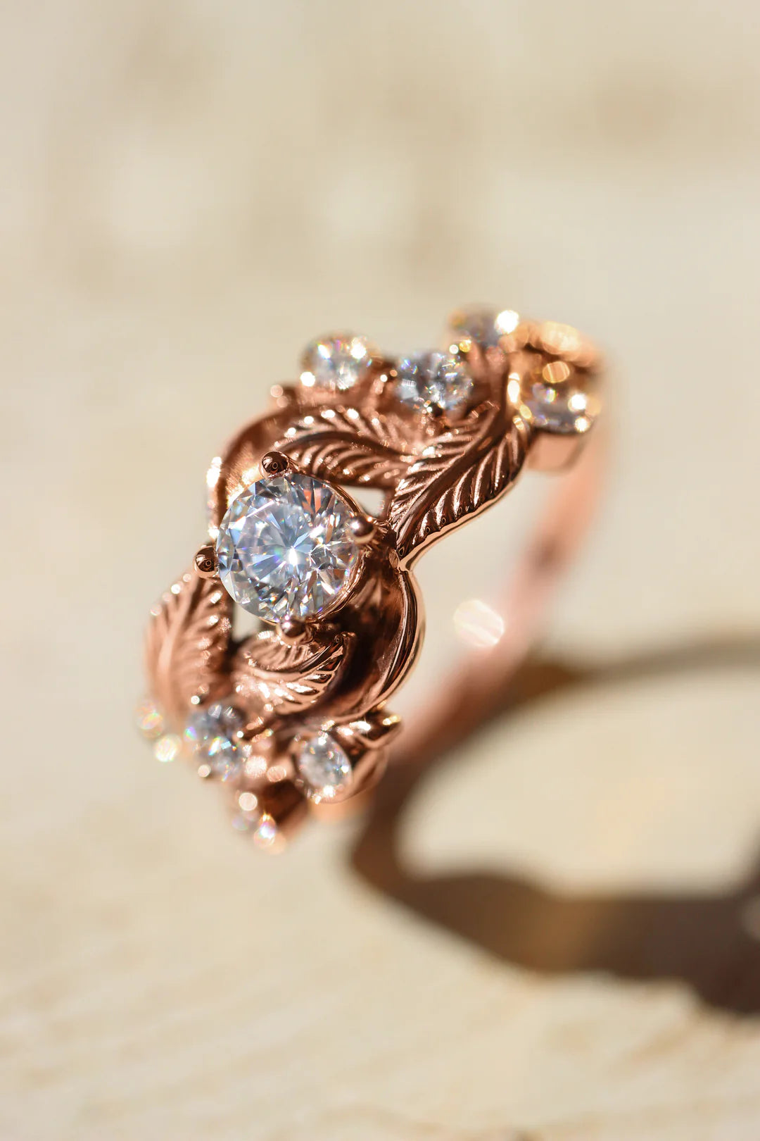 Leaf White Zircon Ring