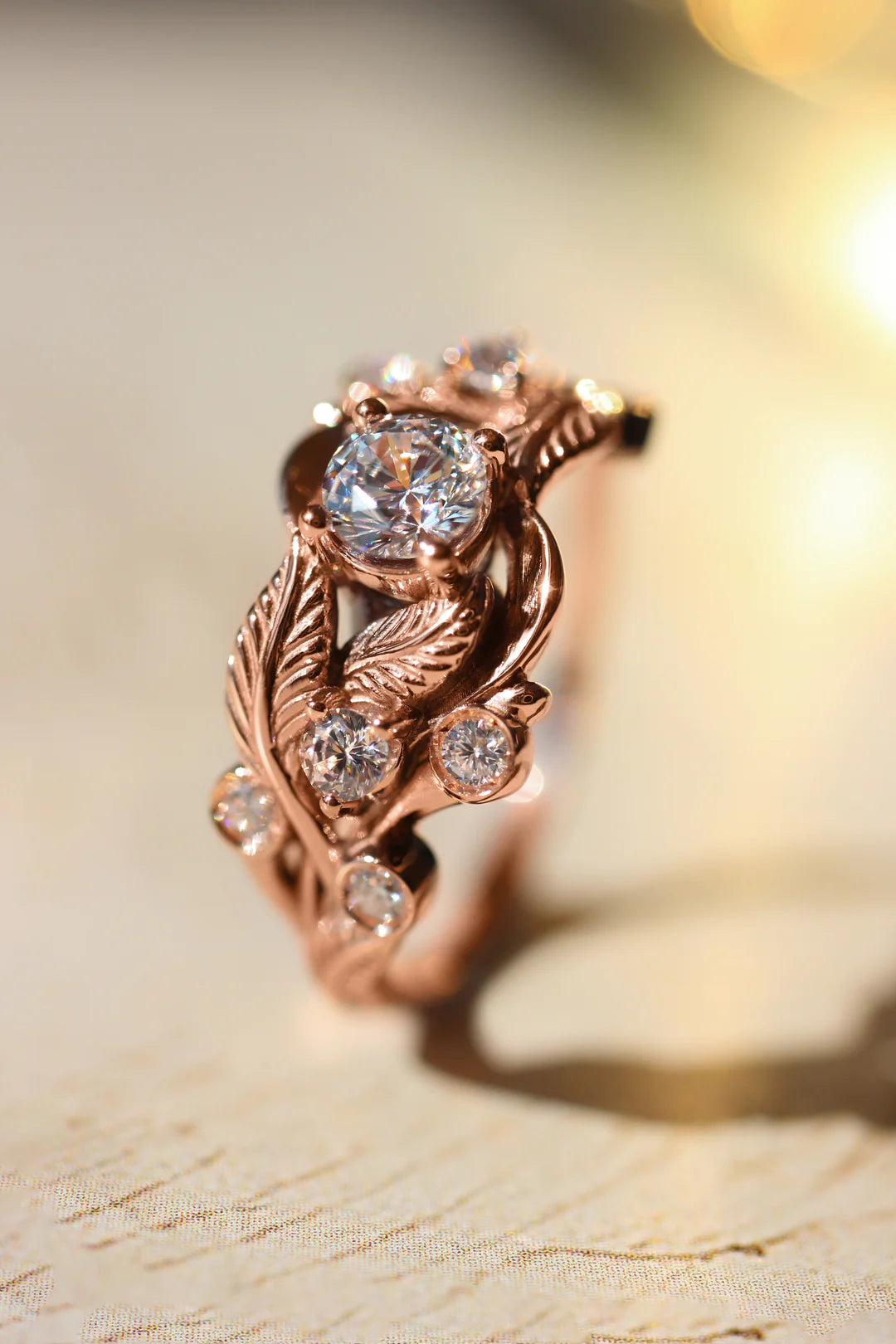 Leaf White Zircon Ring