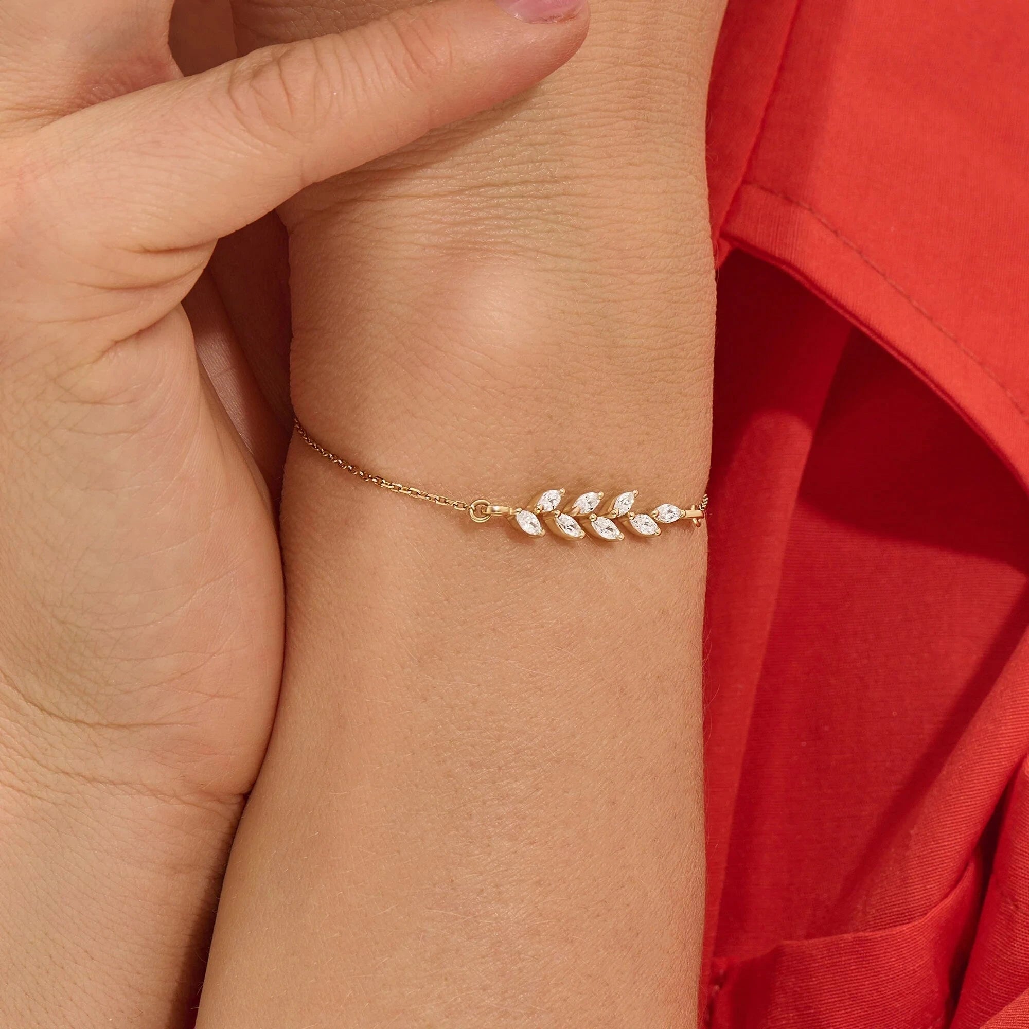 Leaf Marquise Cut Bracelet - ARTSY SILVER