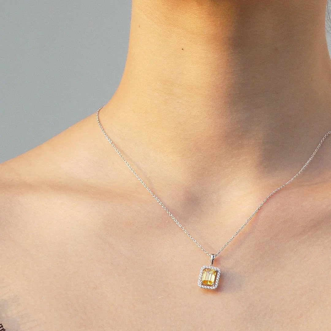 Leone Yellow Borderset Necklace - ARTSY SILVER