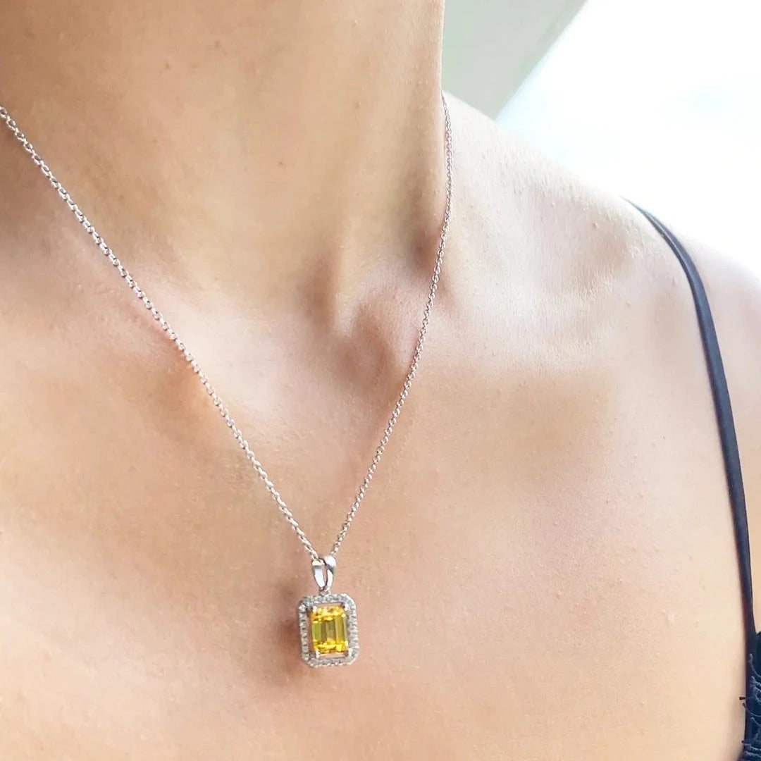 Leone Yellow Borderset Necklace - ARTSY SILVER