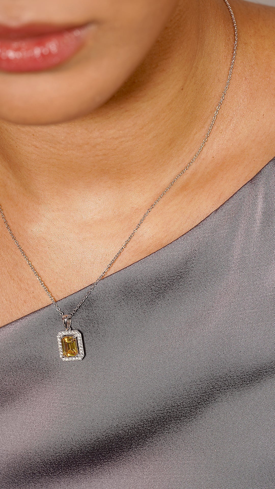 Leone Yellow Borderset Necklace - ARTSY SILVER