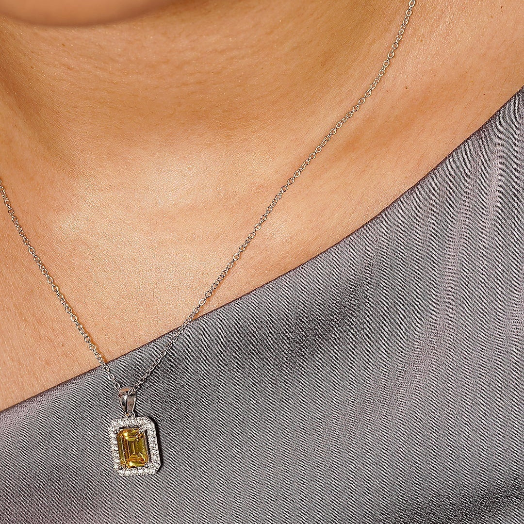 Leone Yellow Borderset Necklace - ARTSY SILVER