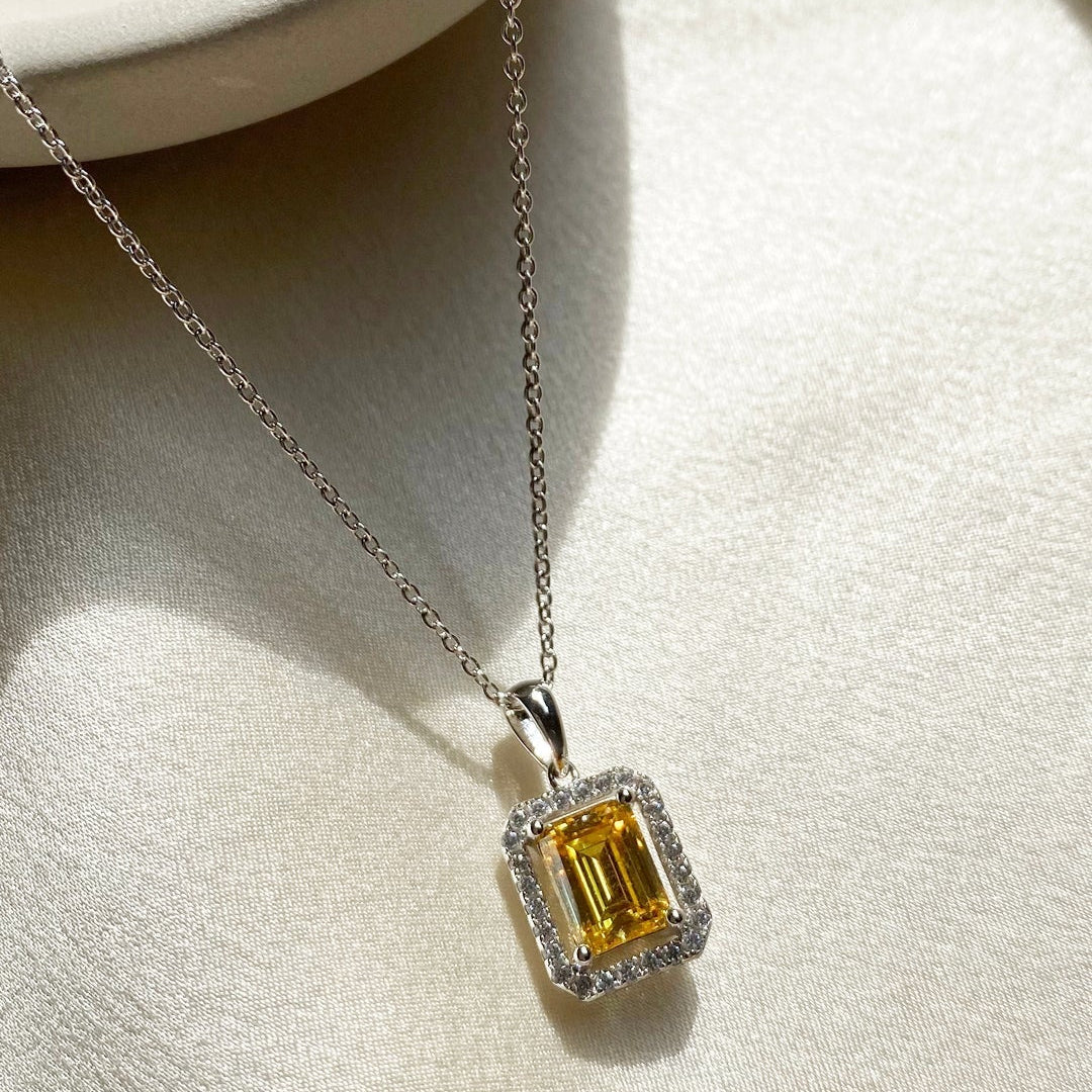 Leone Yellow Borderset Necklace - ARTSY SILVER