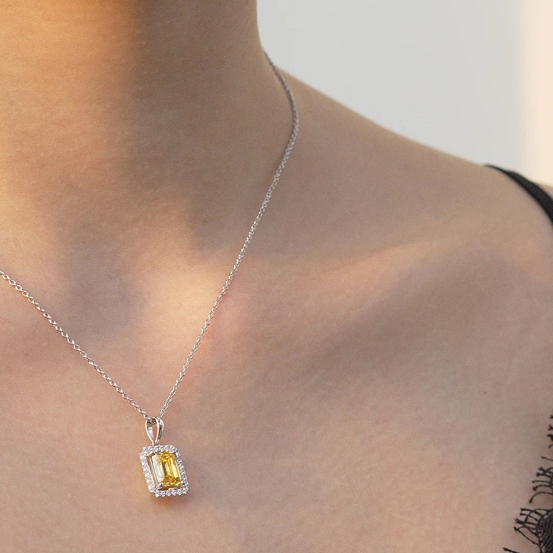 Leone Yellow Borderset Necklace - ARTSY SILVER