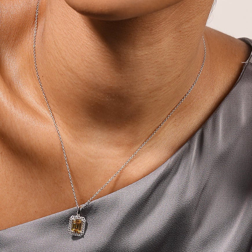 Leone Yellow Borderset Necklace - ARTSY SILVER