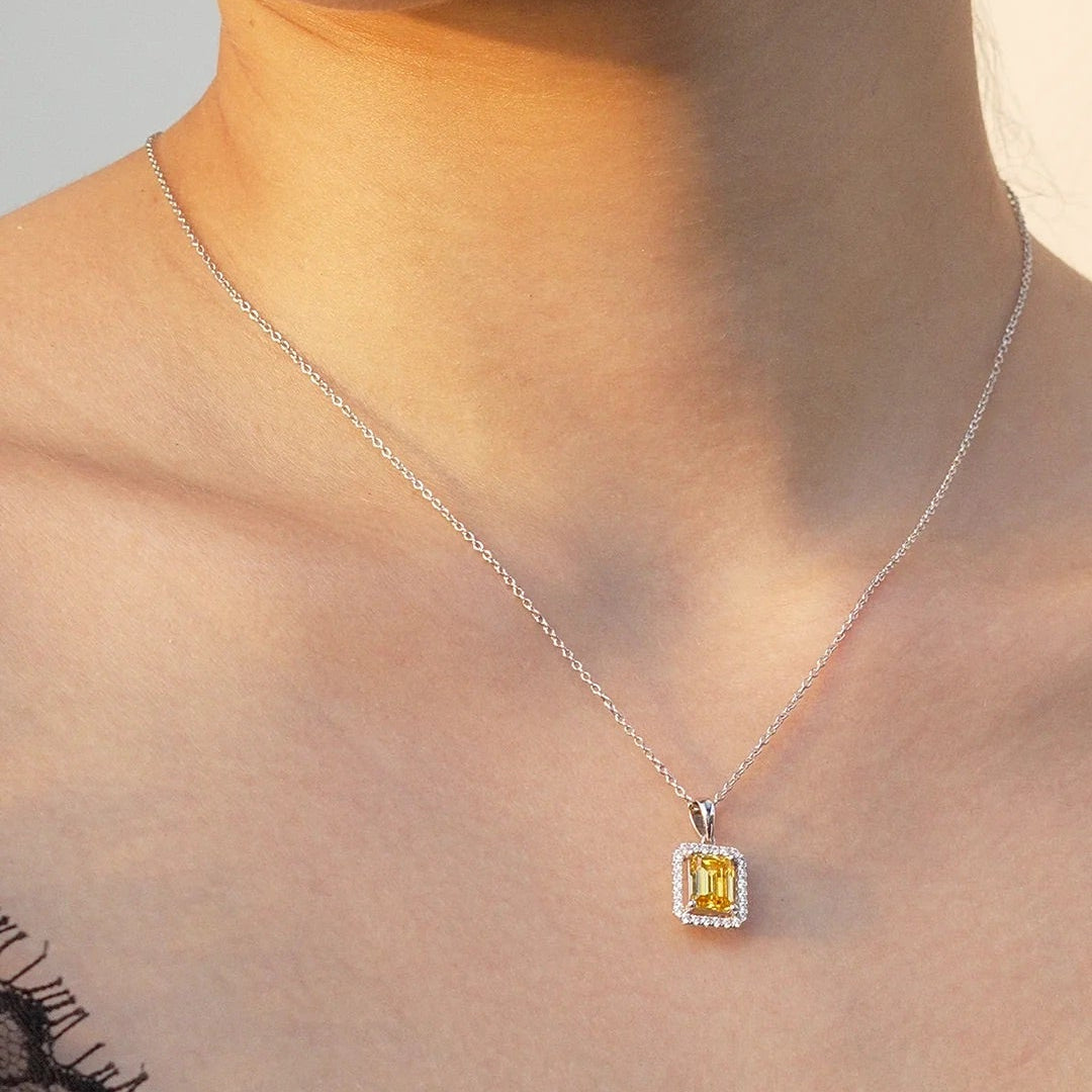 Leone Yellow Borderset Necklace - ARTSY SILVER