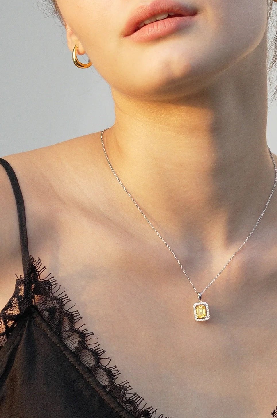 Leone Yellow Borderset Necklace - ARTSY SILVER