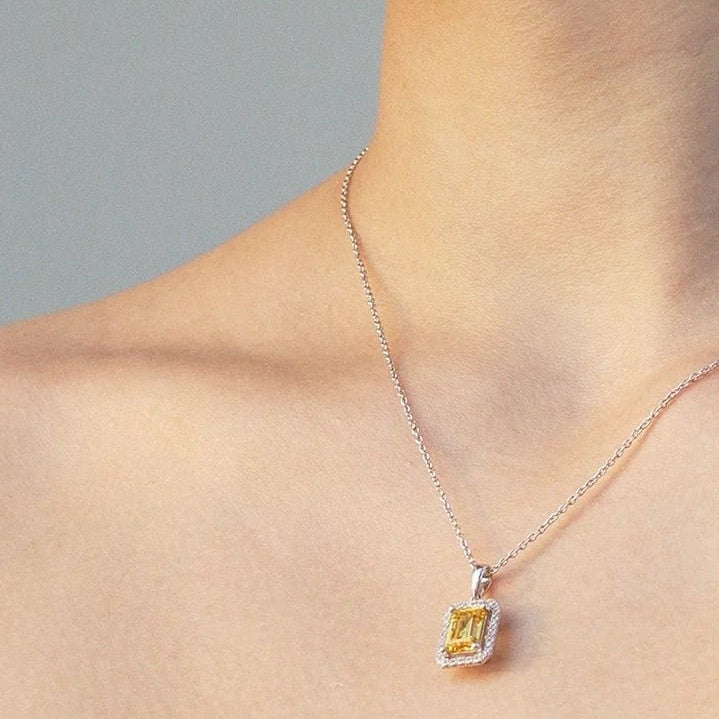 Leone Yellow Borderset Necklace - ARTSY SILVER