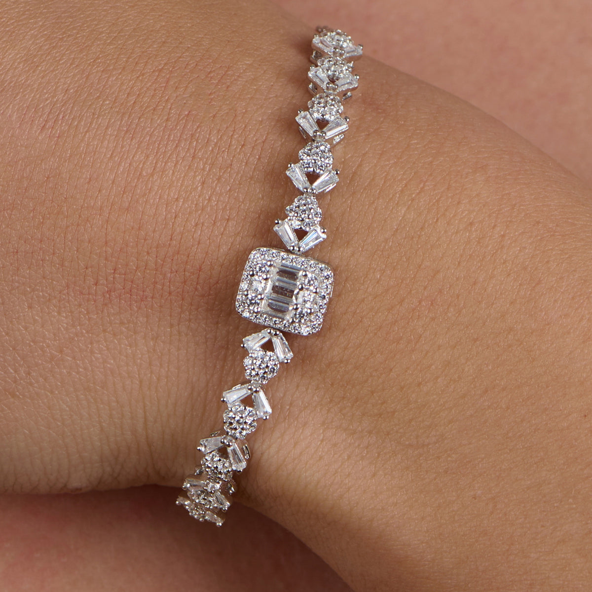 white zircon Bracelet woman's - 925 Sterling Silver I ARTSY SILVER