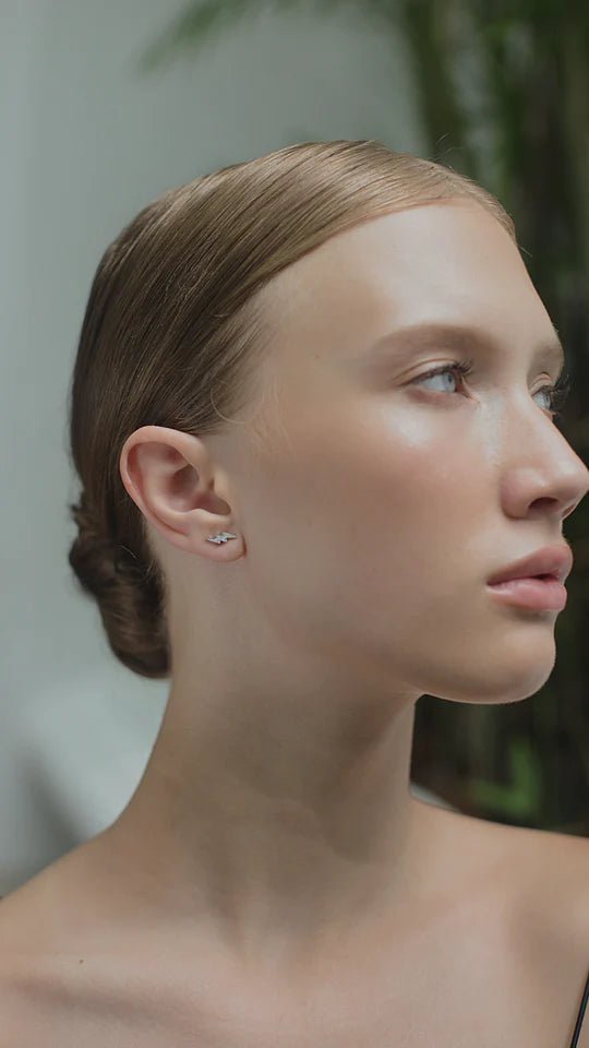 Lightning Stud Earrings - ARTSY SILVER