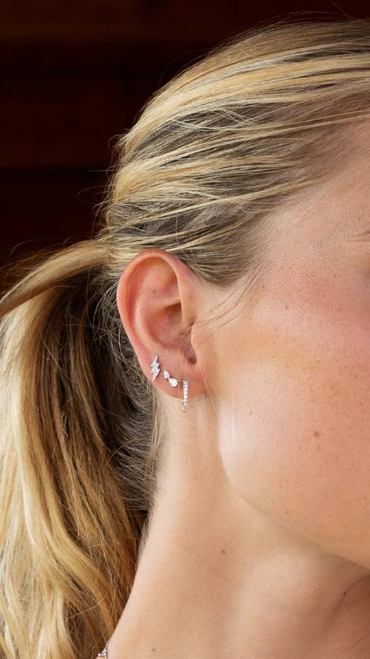 Lightning Stud Earrings - ARTSY SILVER