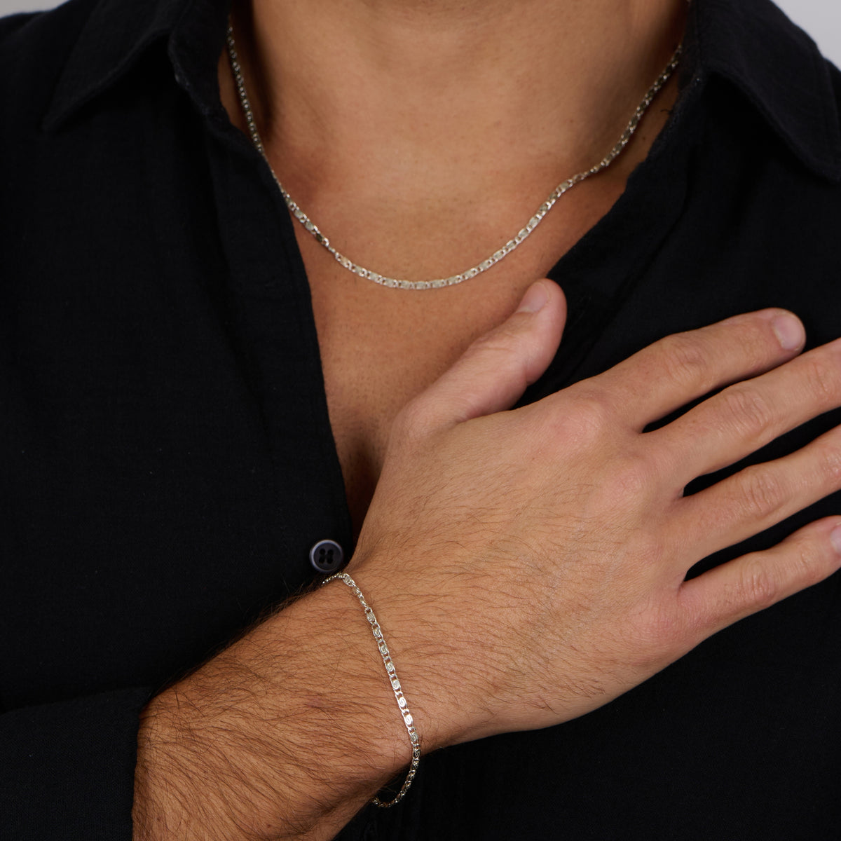Linked Necklace & Bracelet Set 925 Sterling Silver I ARTSY SILVER