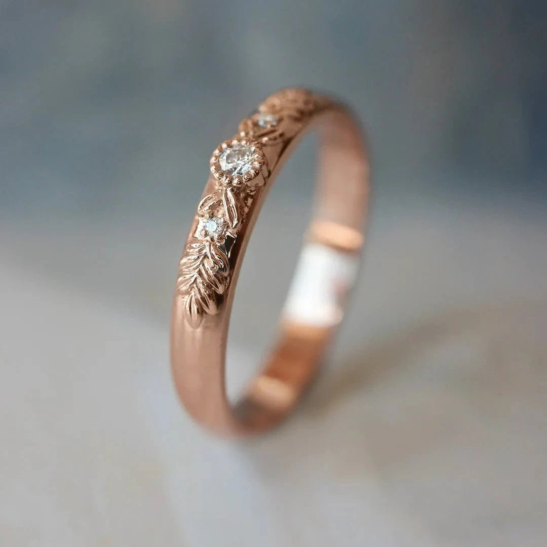 Soulmates Oath Zircon Band Rose Gold Plating - ARTSY SILVER