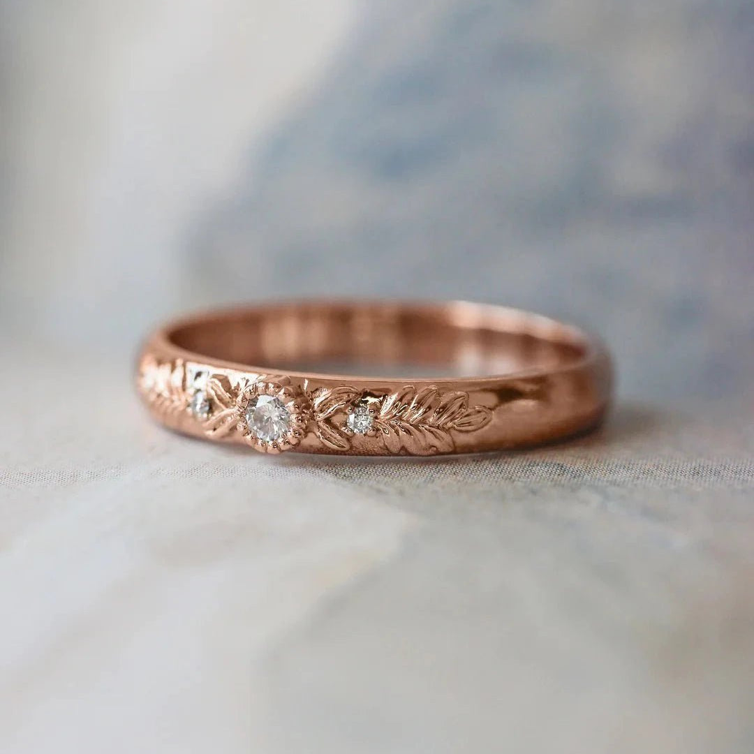 Soulmates Oath Zircon Band Rose Gold Plating - ARTSY SILVER