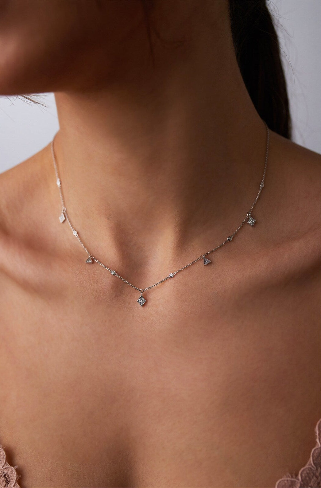 Lucky Charmed Zircon Necklace - ARTSY SILVER