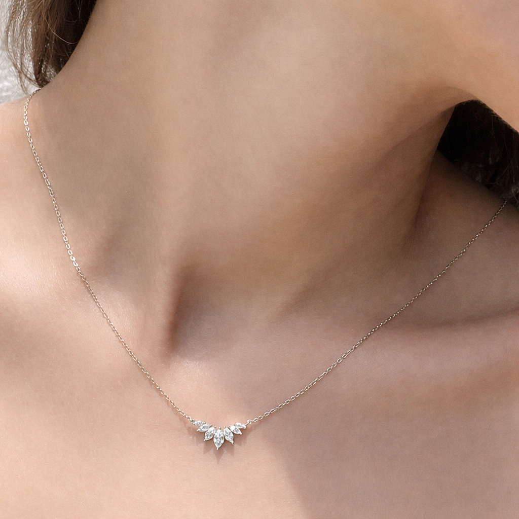 woman's Necklace Silver with White Zircon Stone - ARTSY SILVER