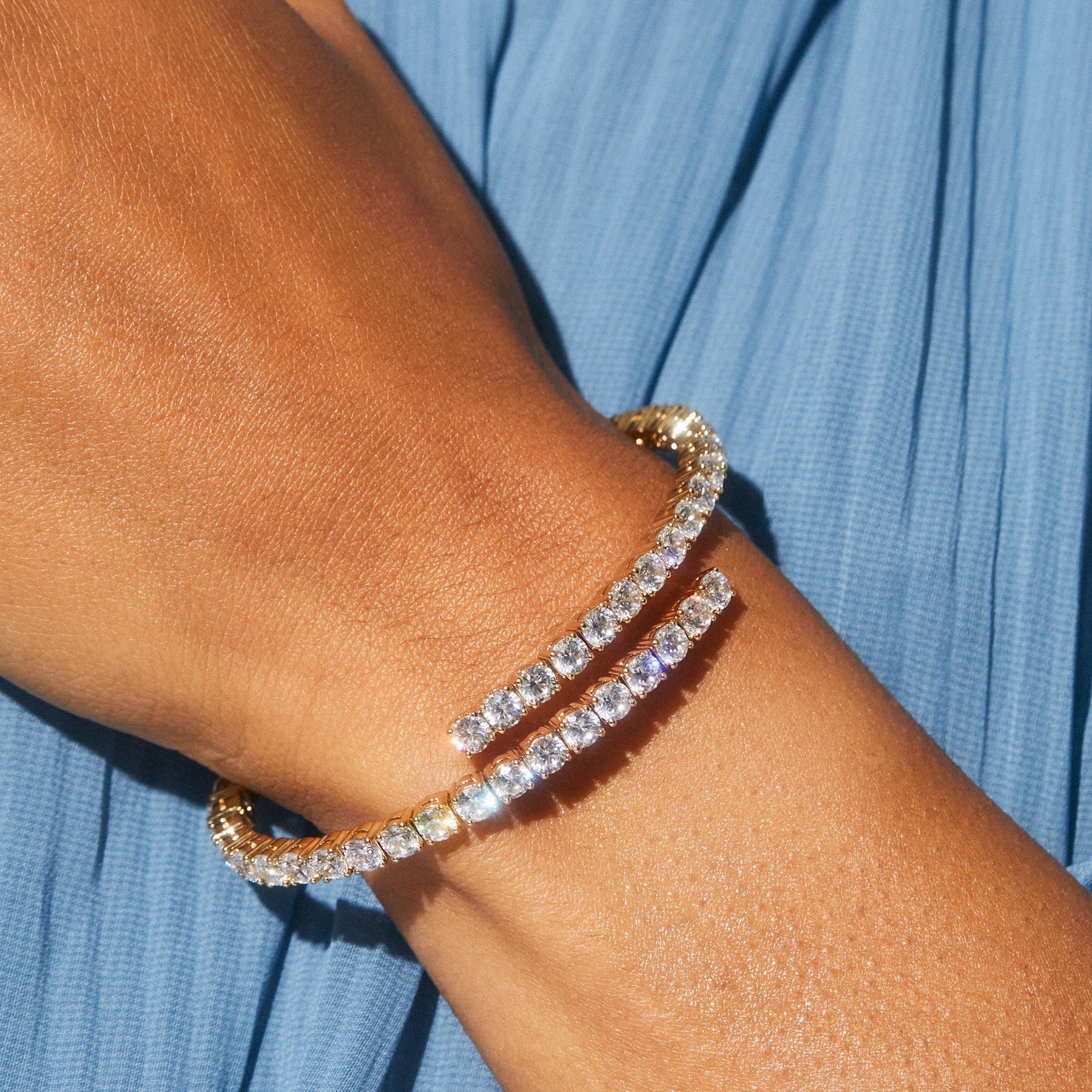 Adjustable 4mm Tennis Bangle - ARTSY SILVER