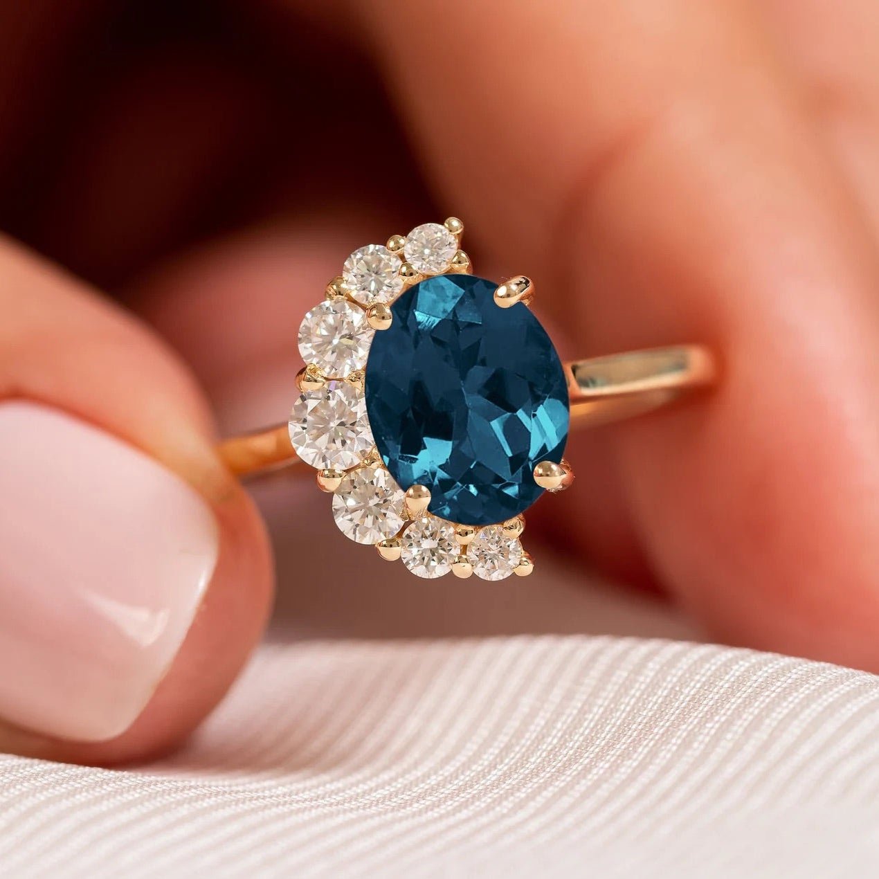 Moonlight Oval London Blue Topaz Ring - ARTSY SILVER