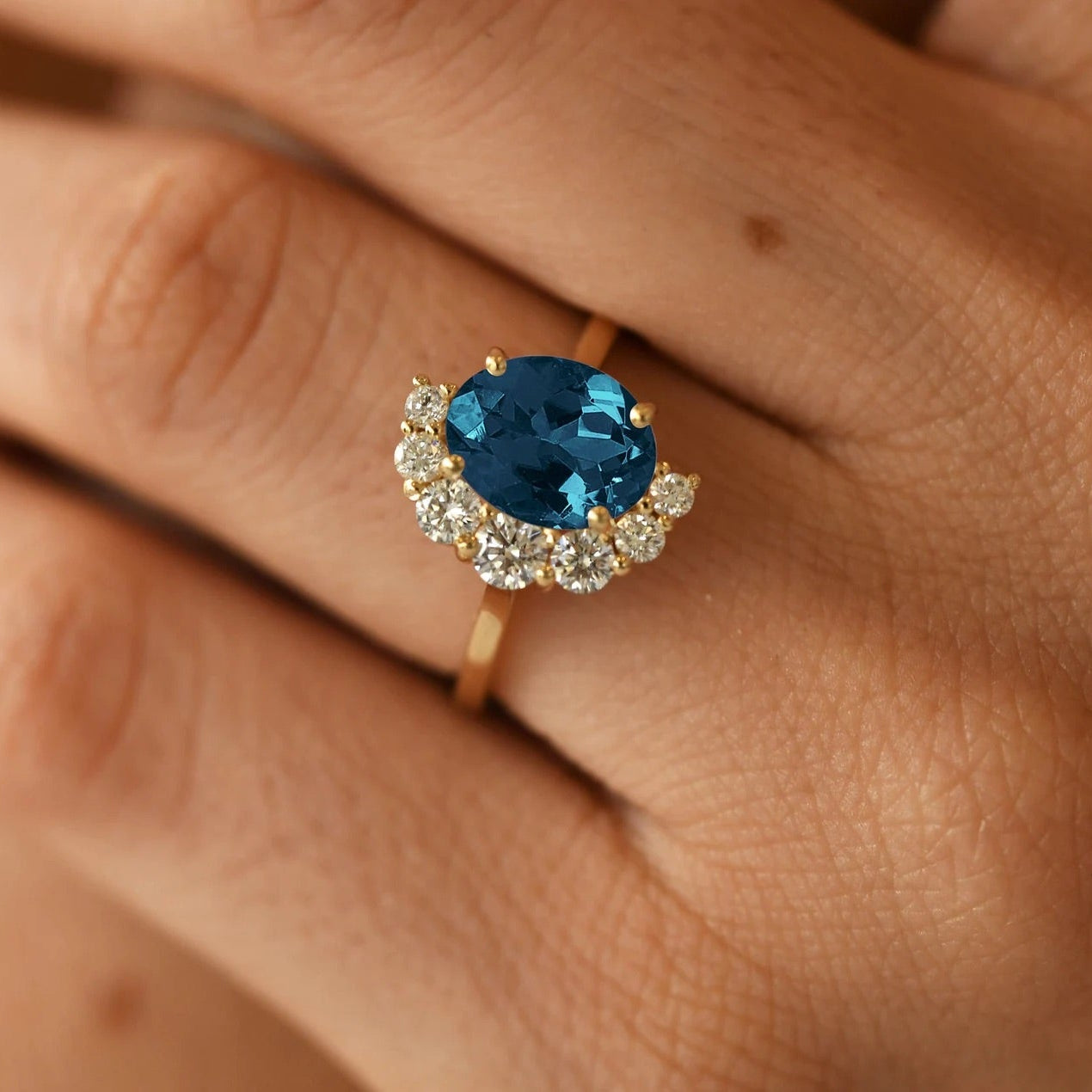 Moonlight Oval London Blue Topaz Ring - ARTSY SILVER